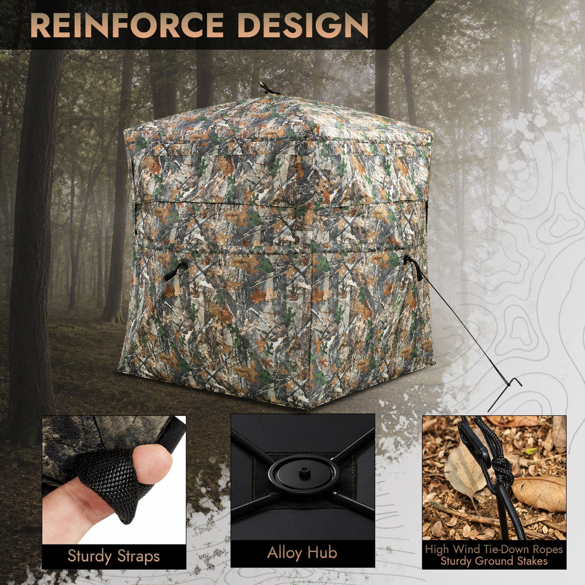 KAER Hunting Blind, 2–3 Person Pop-Up Camouflage Tent, Portable Concealed Shelter for Hunting - KaerWorld