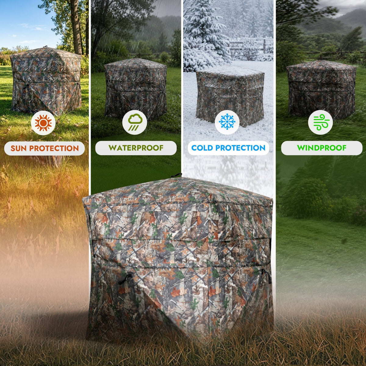 KAER Hunting Blind, 2–3 Person Pop-Up Camouflage Tent, Portable Concealed Shelter for Hunting - KaerWorld