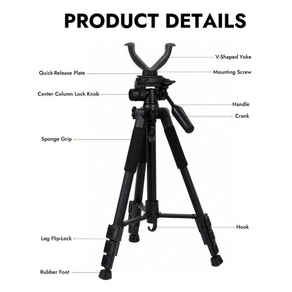KAER Hunting Shooting Tripod, Adjustable Tripod Stand with 360 Degree Rotate U Yoke - KaerWorld