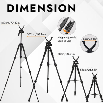KAER Hunting Shooting Tripod, Adjustable Tripod Stand with 360 Degree Rotate U Yoke - KaerWorld