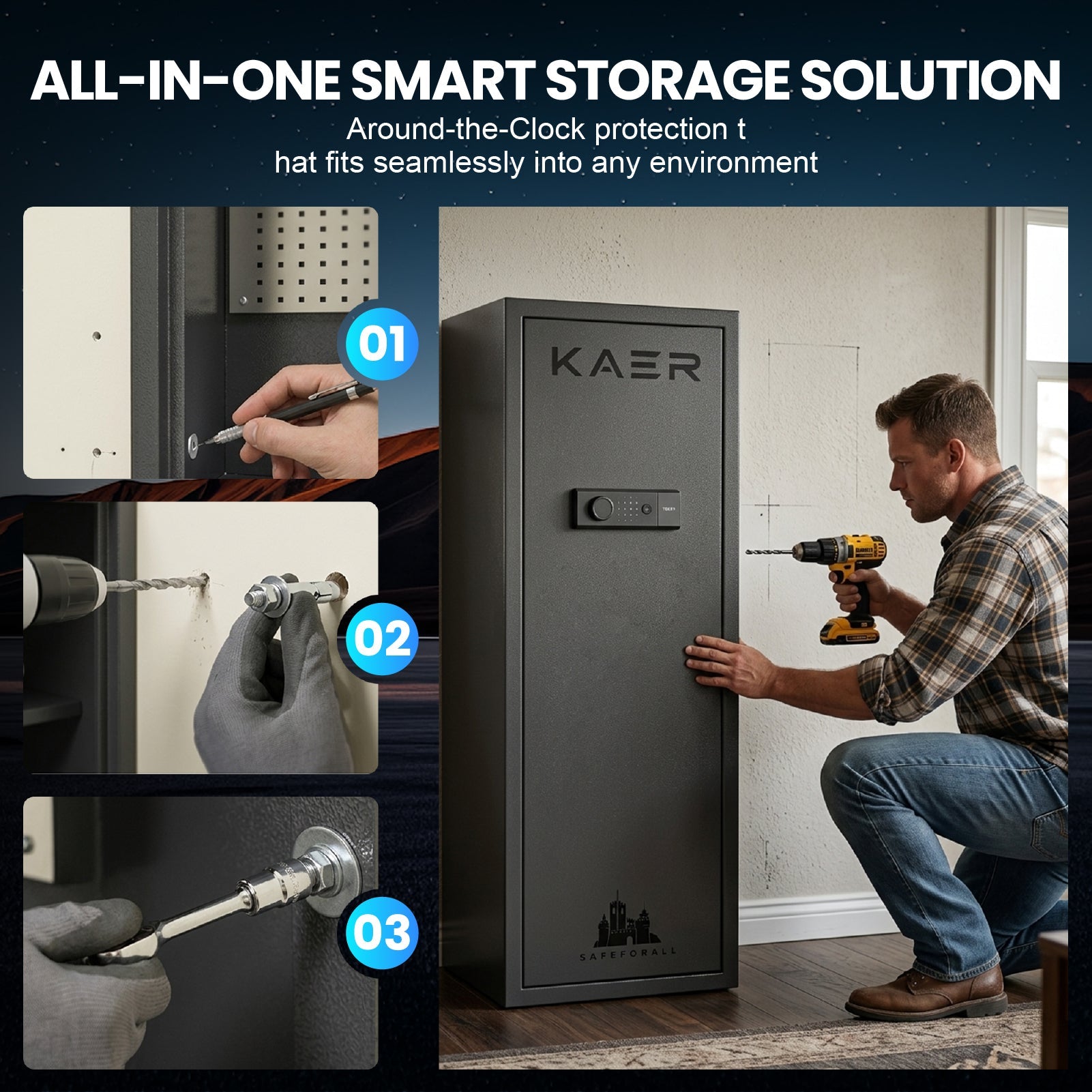 Kaer Large 8 - 10 Rifle Safe And Cabinet With Fingerpint - KaerWorld