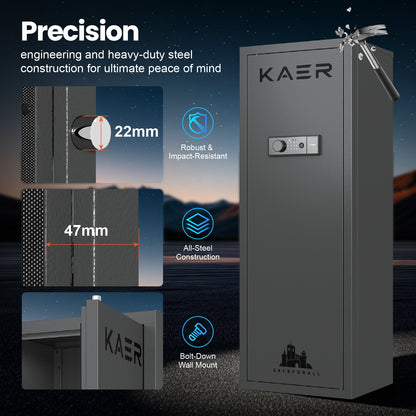 Kaer Large 8 - 10 Rifle Safe And Cabinet With Fingerpint - KaerWorld