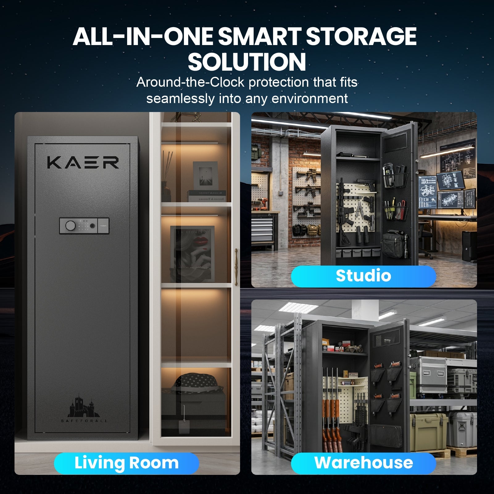 Kaer Large 8 - 10 Rifle Safe And Cabinet With Fingerpint - KaerWorld