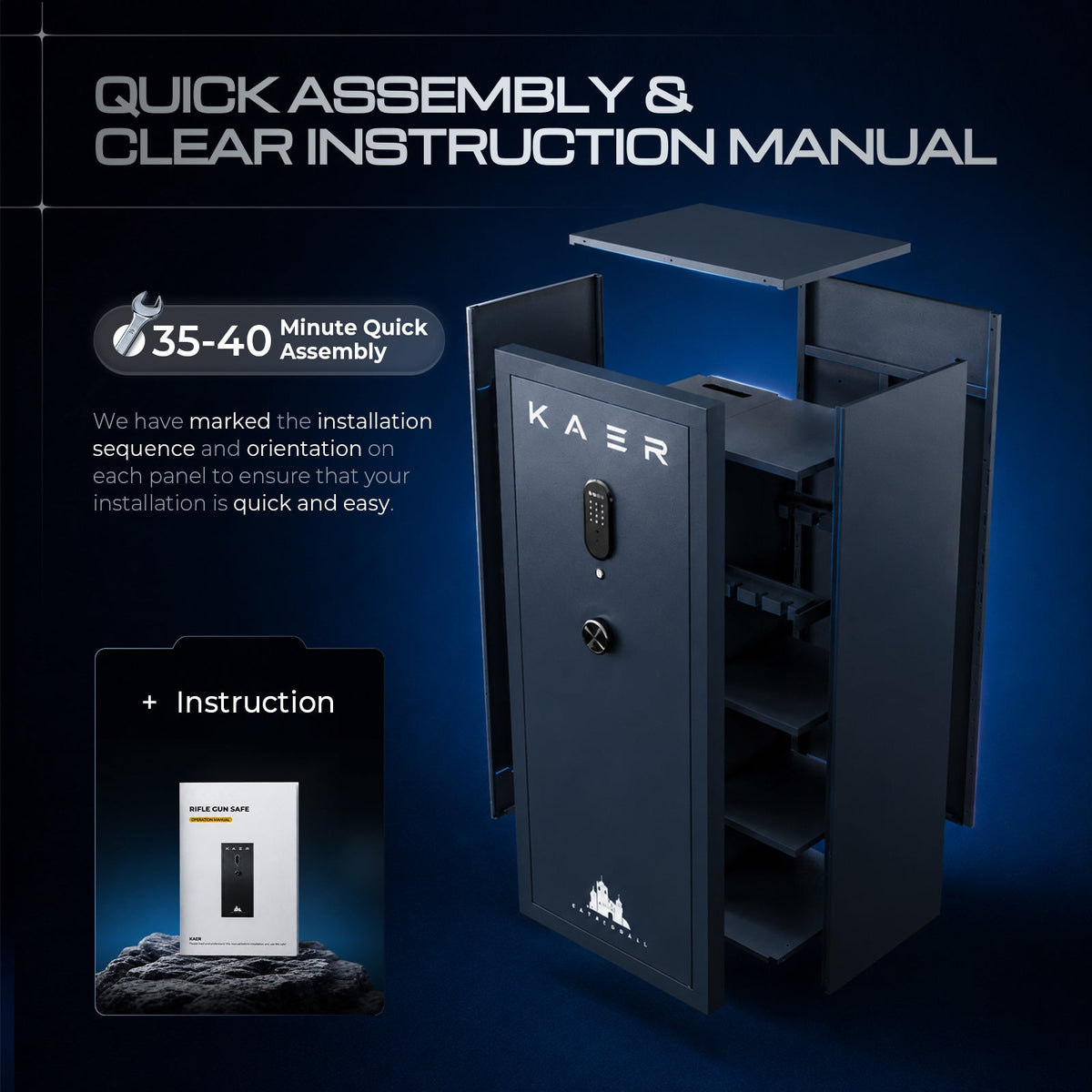 KAER Large Capacity Gun Safe And Cabinet Fingerprint - KaerWorld