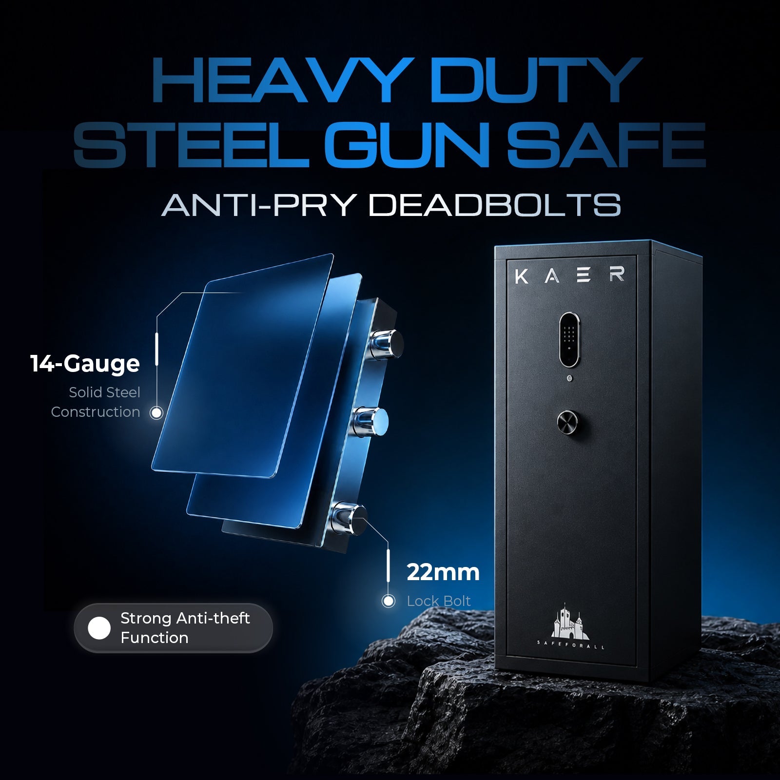 KAER Large Capacity Gun Safe And Cabinet Fingerprint - KaerWorld