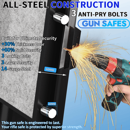 KAER Long Gun Safe for Rifles and Pistols with Electronic Lock Assembled 15 Gauge Steel,Long Gun Safe,Digital Keypad,LED,Gun Racks,Adjustable Shelf for Closet Bedroom Garage - KaerWorld