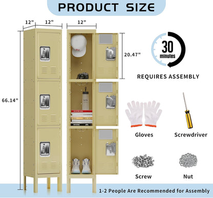 Kaer Metal Locker Storage Cabinet - 3 Door 1680 - KaerWorld