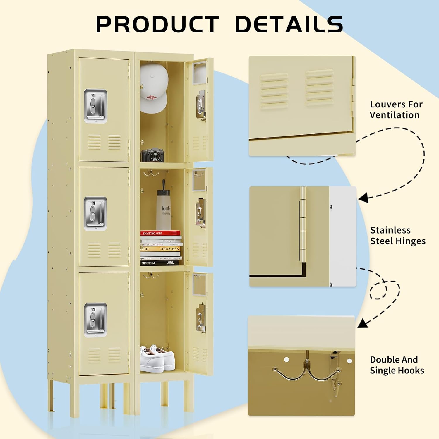 Kaer Metal Locker Storage Cabinet - 3 Door 1680 - KaerWorld