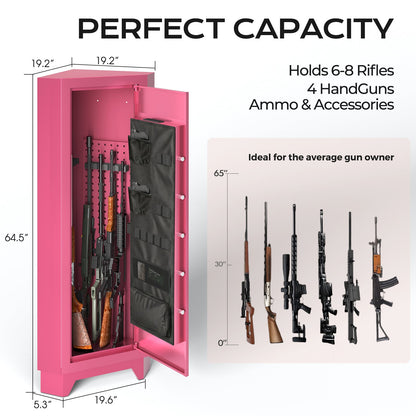 KAER Pink Corner Gun Safe for 6–8 Rifles & 4 Handguns - KaerWorld