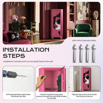 KAER Pink Corner Gun Safe for 6–8 Rifles & 4 Handguns - KaerWorld
